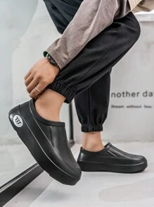W 1 Pair Men's Waterproof, Anti-Slip, Oil-Resistant, Slip-On Chef Shoes For Kitchen, Hotel Back-Of-House, Food Factory