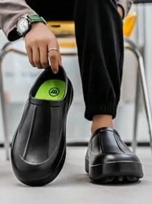 W 1 Pair Men's Waterproof, Anti-Slip, Oil-Resistant, Slip-On Chef Shoes For Kitchen, Hotel Back-Of-House, Food Factory