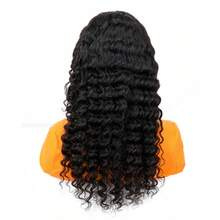 Tóc giả ren phía trước sóng sâu 360 độ bằng tóc thật 12A Tóc giả ren phía trước trong suốt ướt và gợn sóng Tóc giả tóc thật 180% mật độ Tóc giả xoăn sâu cho phụ nữ Màu tự nhiên - màu đen - Xem 6