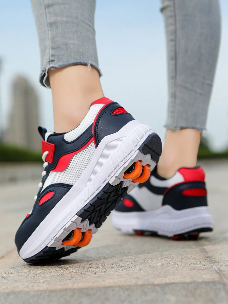 可拆卸和稳定性改进的运动鞋，经典设计适合日常穿着，网眼面料适合轮滑，返校学生鞋