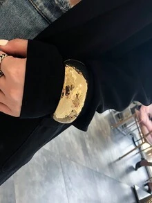 1 件时尚粗金属袖口手镯，适合女士，时尚街头、派对、节日、极简主义高端、朋克时尚独特配饰 - 多色 - 查看 3
