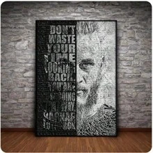 1 pezzo Pittura su tela in bianco e nero, cartellone di film classici, stampe di immagini di Ragnar Lothbrok, decorazione murale per la casa e il soggiorno, senza cornice