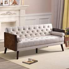 70-Inch Sofa Bed, Sleeper Loveseat, Convertible Sleeper Sofa Bed Living Room, Wood Frame Loveseat Sleeper Sofa Bed With 2 Pillows For Small Spaces, Bedroom, Office