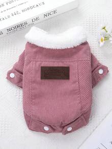 1 chiếc áo khoác thú cưng bằng vải nhung họa tiết chữ cái cho mùa đông - Đỏ - Xem 13