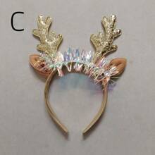 1 pièce Bandeau avec bois de cerf de Noël, clochette et paillettes, accessoire de cheveux de décoration de fête (style aléatoire, piles non incluses). Meilleurs cadeaux