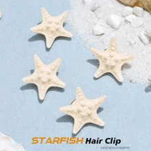 4pcs Set Elegant Starfish Hair Clips - Bohemian Resin Mermaid Tail Hair Accessories, Suitable For Women, Perfect For Beach And Ocean Themed Parties Halloween