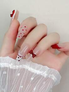 50 件随机形状美甲饰品可爱红色蝴蝶结/心形指甲饰品 3D 混合卡哇伊空心蝴蝶结指甲装饰配件甜美法式日韩风格指甲装饰美甲沙龙用品 DIY - 彩色 - 查看 8