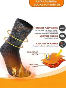 1/3/6 Pairs Extra Thick Sherpa Lined Winter Socks For Men - Comfortable And Soft Christmas Gift For Dad, Suitable For Cold Weather, Long Socks, Winter, Black Socks, Warm Ladies Socks, Casual Thick Moisture Wicking Comfortable Crew Socks, Durable And Long-Lasting, Unisex, Fall