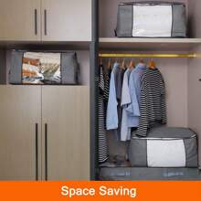 COSANSYS 90L Clothes Storage Bags Large Storage Box With Lid Packing Boxes For Moving House With Reinforced Handle Thick Fabric Clear Window For Clothes Duvet Blankets Bedding - Grey - View 10