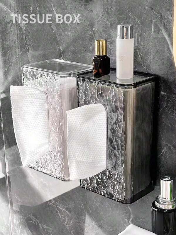 Caixa de Tecido Montada na Parede, Caixa de Armazenamento de Gaveta de Papel de Mesa, Dispensador de Tecido Transparente, À Prova de Poeira, Suporte de Armazenamento de Material PET, Acessórios de Banheiro, Caixa de Papel para Decoração de Sala de Estar, Decoração de Quarto, Decoração Doméstica, Adequado para Acessórios de Armazenamento de Tecido de Uso Múltiplo em Quartos, Cozinhas, Escritórios e Dormitórios Escolares Decoração de Banheiro Doméstico Organizador de Banheiro Decoração de Outono Volta às Aulas