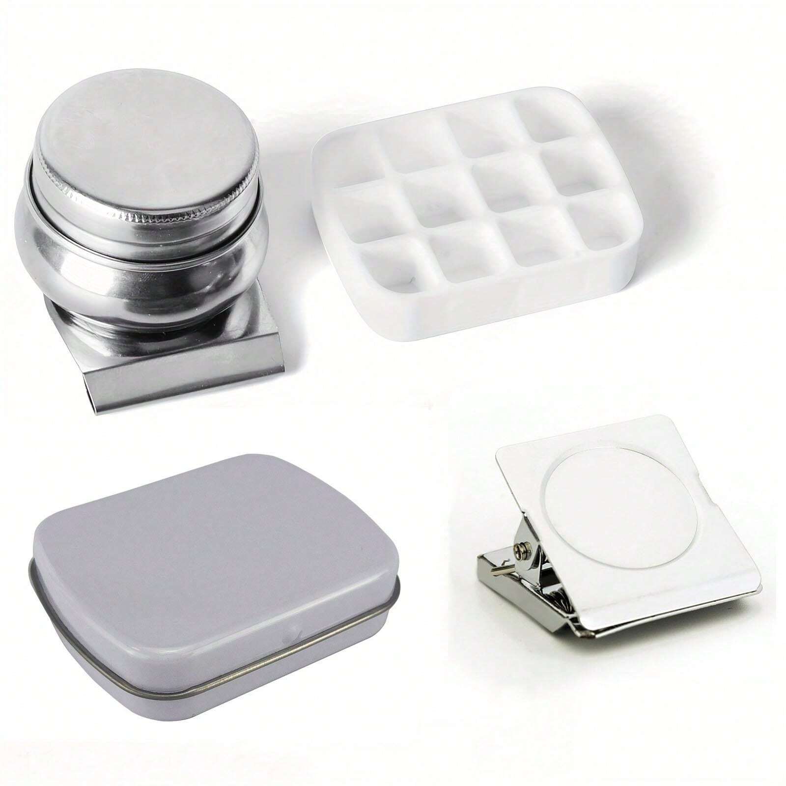 Portable Watercolor Palette With Clip And Oil Pot, 12Well