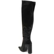 Bottes Hautes à Talon Bloc Et Bout Pointu, Style élégant Avec Tige Montante Ajustée - Black - View 5