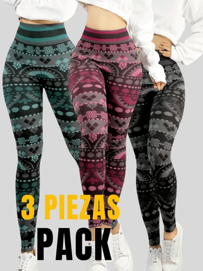 Set 3 Mallones Mujer Leggings Stretch Leggins Mayon Mallas