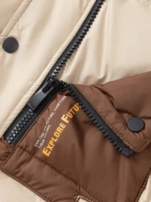 Balabala Kids' Down Jacket Boys' Winter Outerwear For Big Kids, Loose Fit Stylish Color-Blocked Warm Coat