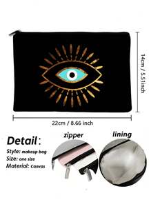 邪眼雪人化妆包，化妆品收纳袋，洗漱包，拉链手提包，多功能洗漱包，适合存放假日浴室用品，女士手提包，夏季包，圣诞礼物袋，化妆包，钱包，背包 - 彩色 - 查看 3