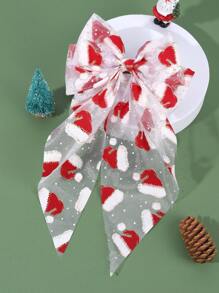 1 Stück Weihnachts-Muster Haarclip, geeignet für Mädchen, Weihnachtsmütze Schleifen Schwanz Haarclip, große durchsichtige Schleife Haarclip, Mesh Matrosen Französisch Haarclip, Weihnachtsparty Mädchen Schleife Haarclip, Teenager Haaraccessoires - Verschiedenfarbig - Übersicht 6