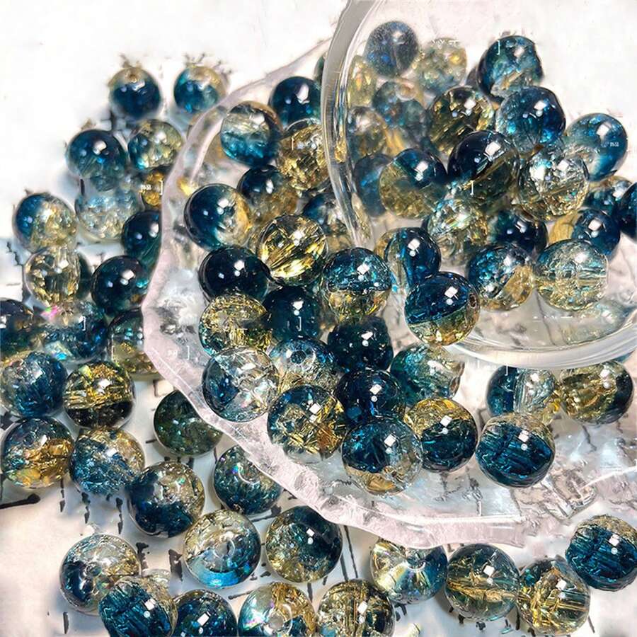 1 GÓI 8MM Hạt ngọc trai thủy tinh màu ombre, Hạt rời hình bông tuyết, Làm quà tặng DIY, Vòng tay, Vòng cổ, Dây điện thoại di động, Phụ kiện trang sức - Nhiều màu - Xem 1