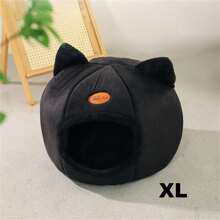 PETSIN 1 件聚酯纤维猫形洞穴床屋，可爱舒适温暖的睡眠角落，适合中小型猫，防滑，室内睡眠四季使用 - 灰色 - 查看 12