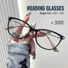 Gafas de lectura unisex, nueva moda con montura de plástico cristalino bicolor con decoración de remaches metálicos, disponible en 3 colores, con bisagras de resorte, aptas para deportes, ordenador y uso diario para aliviar la fatiga ocular, ajuste cómodo para diversos tipos de rostro. Disponible en 7 opciones de dioptrías: rosa, verde, marrón.