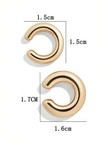 2pcs Zinc Alloy Open Circle C-shaped Fashionable Simple Ear Cuff For Women