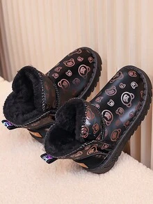 Giày bốt đi tuyết đính sequin mùa đông mới 2024 cho trẻ mới biết đi/trẻ em, giày mùa đông lót nhung dày cho bé trai và bé gái, thích hợp cho cắm trại và hoạt động ngoài trời vào mùa đông (Họa tiết đế ngẫu nhiên) - màu đen - Xem 4