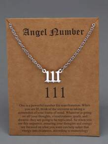 XJYHDY 1 款女式天使数字项链数字 000-999 金色不锈钢数字吊坠 - 銀色 - 查看 20