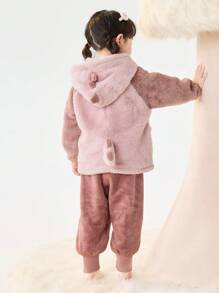 Balabala Children's Pajama Set, Thickened Winter Warm Loungewear, Unisex Outfit For Young Girl