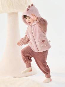 Balabala Children's Pajama Set, Thickened Winter Warm Loungewear, Unisex Outfit For Young Girl