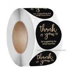 1 Rolo com 500 Peças de Adesivos Redondos de Papel Laminado Agradecimento, Etiquetas Autocolantes para Decorações de Feriados, Adesivos de Embalagem de Artesanato Feito à Mão para o Dia dos Namorados