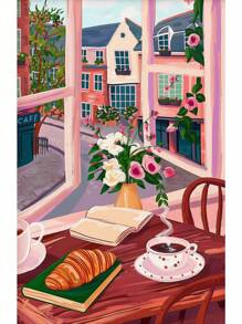 ﻿ 1pc Koffiehuis Stad Bakkerij Illustratie Croissants En Koekjes Kunstposter Canvas Schilderij Muur Print Foto Voor Keuken Woondecoratie Geen Lijst