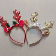 1 pièce Bandeau avec bois de cerf de Noël, clochette et paillettes, accessoire de cheveux de décoration de fête (style aléatoire, piles non incluses). Meilleurs cadeaux