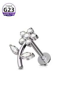 CatDObo 1 chiếc khuyên tai hình hoa titan F136, khảm hoa, thời trang, thanh lịch và tinh tế, trang sức xỏ khuyên cơ thể bằng hợp kim titan G23, khuyên tai xương tai - hoa - Xem 8