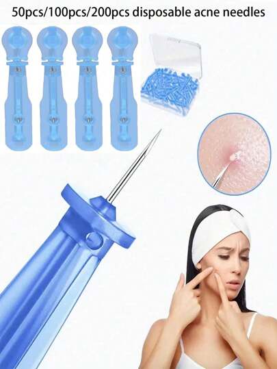 50pcs/100pcs/200pcs Disposable Blackhead Acne Removal Tools, Dermatological Acne Extractor For Facial Care & Salon,Blackhead Remover,Beauty,Skin Care Products,Spa,Self Care,Skin Care Tools,Face Care,Esthetician Supplies,Skin,Face Wash,Facial