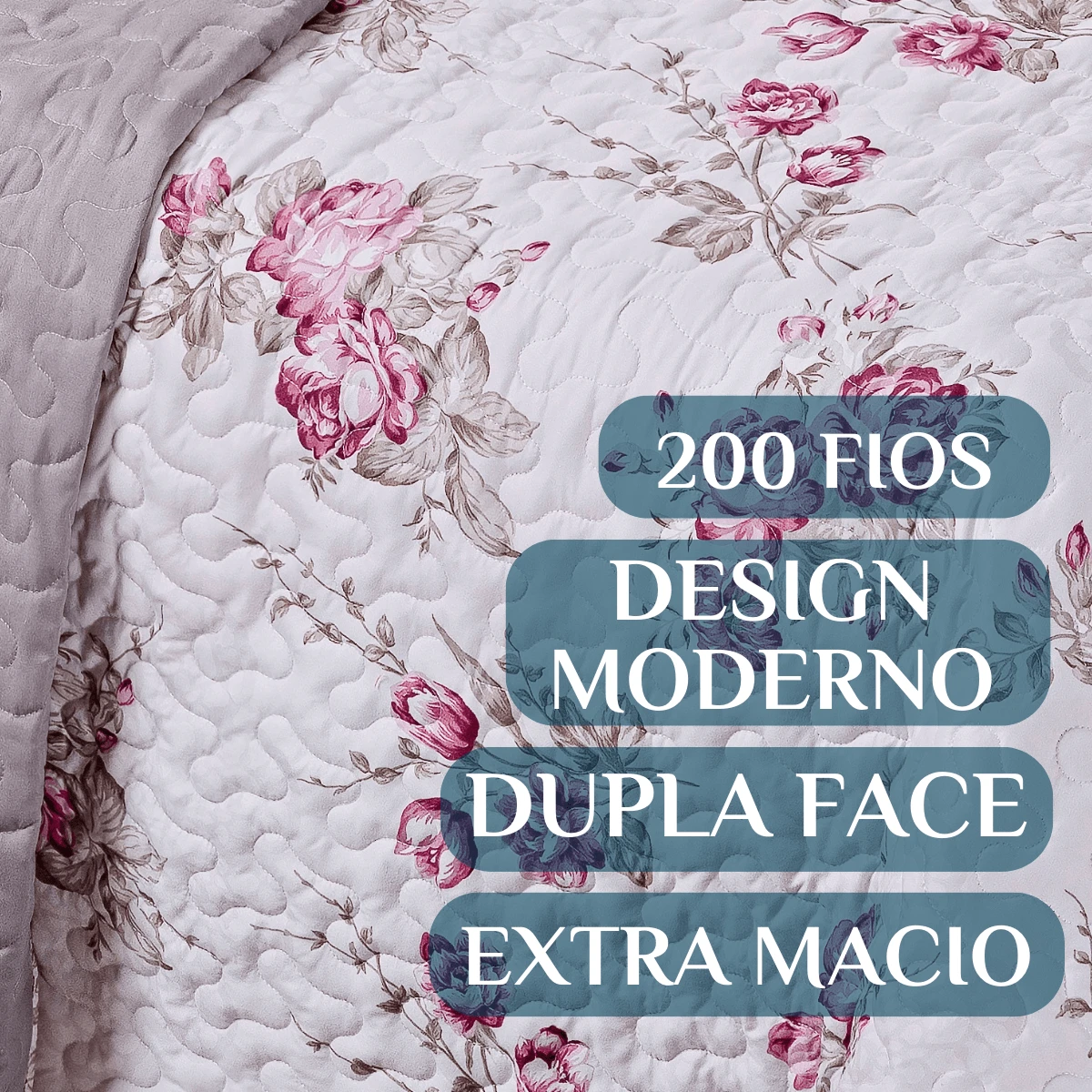 Jogo Colcha King Size Cama Box Nyla Cobre Leito 200 Fios Dupla Face