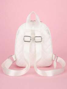 1 件女孩时尚钻石绗缝刺绣 PU 背包，拉链开合，休闲背包适合四季旅行和户外 - A - 查看 7