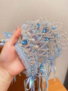 1 pezzo Copricapo a corona con fiocchi di neve blu per ragazze, accessorio per capelli da principessa di Frozen