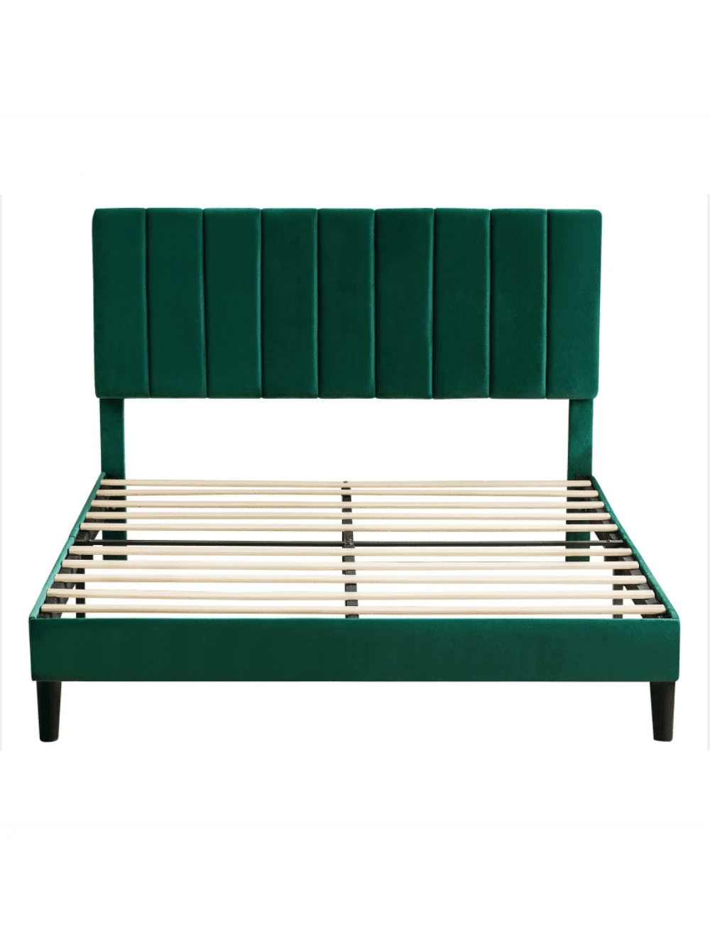 Full Size Frame Platform Bed With Upholstered Headboard And Slat
