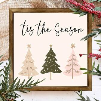 乡村风格“节日快乐”木质标牌 - 8x8 英寸，客厅玄关墙面装饰，完美节日礼物，生日家居装饰，圣诞节装饰，房间装饰，冬季圣诞装饰，家居圣诞礼物，圣诞装饰