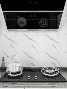 1卷白色大理石纹厨房防油自粘防水台面纸，适用于橱柜、家具、厨房，尺寸为15.8英寸 x 118英寸