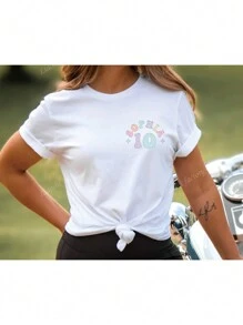 Customized Personalized Photo T-Shirt For Women, Casual & Simple, Spring/Summer, Suitable For Customizing Your Favorite Photos/Selfies/Couples/Family/Pets/Text, Women's Tops, Holiday Gifts, Logos, QR Codes, Studio Uniforms, Team Apparel, Valentine's Day Gifts, Surprise Gifts, Memorial Gifts, Gifts For Her, Birthday Gifts, Leisure & Travel