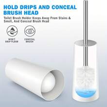 1/2pcs, Flexible Toilet Brush With Detachable Holder - No Dead Comer Cleaning,Long Handle For Bathroom Cleaning,Durable Plastic Brush - Back To School Cleaning Supplies,Ergonomic, Elegant And Durable Bathroom Toilet Brush With 304 Stainless Steel Long Handle