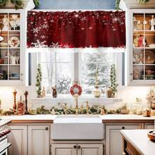 1 件节日红色圣诞帷幔窗帘 - 适用于客厅厨房节日装饰的杆袋帷幔 - 52*18 英寸，橱柜咖啡厅家居装饰，易于安装，节日季节必备品 - 紅色 - 查看 4