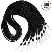 Adjustable Safety Lanyards For ID Badge Holder & Face Mask (Black, 36 Inch, 100 Bulk Pack)