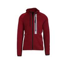 Men's Full Zip Tech Fleece Hoodie And Jogger 2-Piece Set With Reflective Trim Design - 酒紅色 - 查看 2