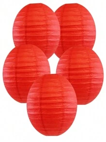 5 chiếc đèn lồng giấy trang trí, nhiều kích cỡ khác nhau để trang trí theo yêu cầu - Đỏ - Xem 8