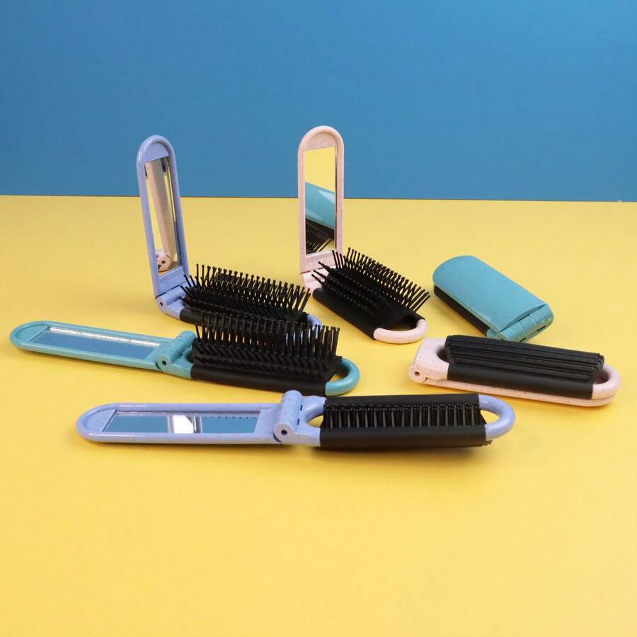 1 chiếc lược gương gấp nắp lật mini cầm tay, lược gương gấp nhỏ gọn để trang điểm - Nhiều màu - Xem 1