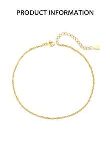 1PC S925 Sterling Silver Water Wave Chain Ankle Chain For Women, Perfect For Daily Wear Send To Mother, Send To Sisters, Send To Girlfriend, Christmas Gift