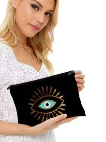 邪眼雪人化妆包，化妆品收纳袋，洗漱包，拉链手提包，多功能洗漱包，适合存放假日浴室用品，女士手提包，夏季包，圣诞礼物袋，化妆包，钱包，背包 - 彩色 - 查看 2