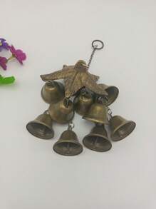 1pc Retro Cast Iron Leaf Wind Chime, Vintage Open Bell Iron Ornament For Outdoor Garden Patio Decor,Home Decor ,Room Decor,Wall Decor Gifts Birthday Graduation - Bronze - View 4