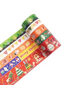 22 Cuộn/Hộp, Băng Keo Washi Màu Đồng Nhiều Kích Cỡ Giáng Sinh, Cây Thông Noel, Ông Già Noel, Người Tuyết Và Các Thiết Kế Họa Tiết Khác 5 Mét * Dải Nhãn Dán Dài 197 Inch Dùng Để Trang Trí Nền Tiệc Ngày Lễ Băng Keo Trang Trí Sổ Lưu Niệm - Nhiều màu - Xem 4